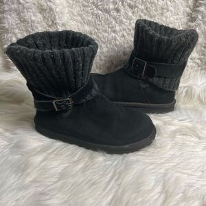 UGG Australia Cambridge 1003175 leather Suede black Knit top Buckle Boots SZ8